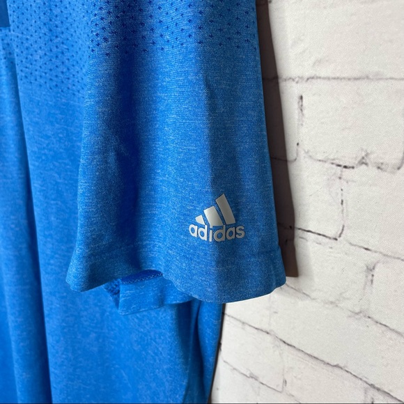 Adidas ClimaCool Men's Golf Polo Athletic Wear Short Sleeve Blue Large Top Shirt - Picture 2 of 6
